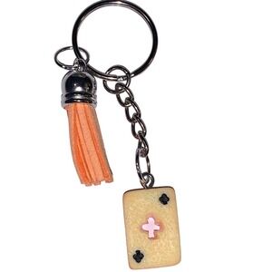 Orange and Cream Keychain with Tassel‎